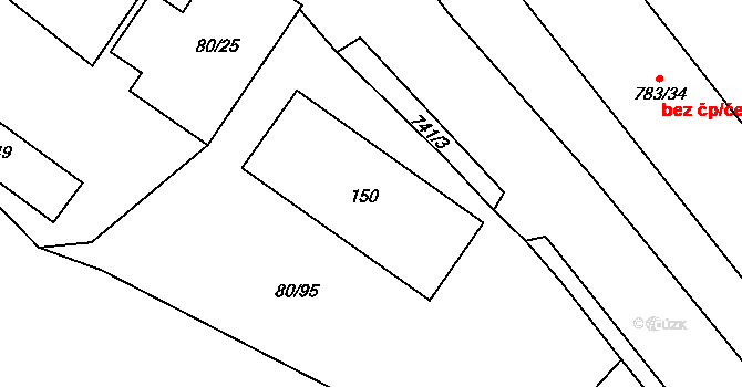 Svatava 58 na parcele st. 150 v KÚ Čistá u Svatavy, Katastrální mapa