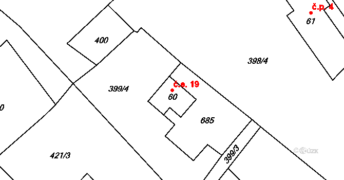 Dolní Suchá 19, Hrádek nad Nisou na parcele st. 60 v KÚ Dolní Suchá u Chotyně, Katastrální mapa