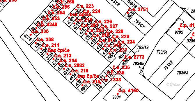 Hodonín 217 na parcele st. 4390 v KÚ Hodonín, Katastrální mapa