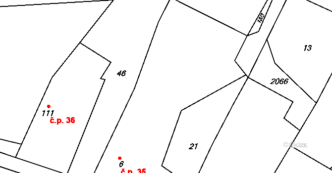 Horní Lhota 35, Načeradec na parcele st. 6 v KÚ Horní Lhota, Katastrální mapa
