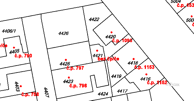 Kladno 41900464 na parcele st. 4421 v KÚ Kročehlavy, Katastrální mapa