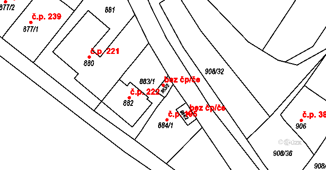 Teplice 42154464 na parcele st. 883/2 v KÚ Sobědruhy, Katastrální mapa