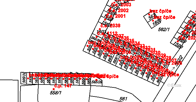 Teplice 44625464 na parcele st. 565/13 v KÚ Teplice-Řetenice, Katastrální mapa