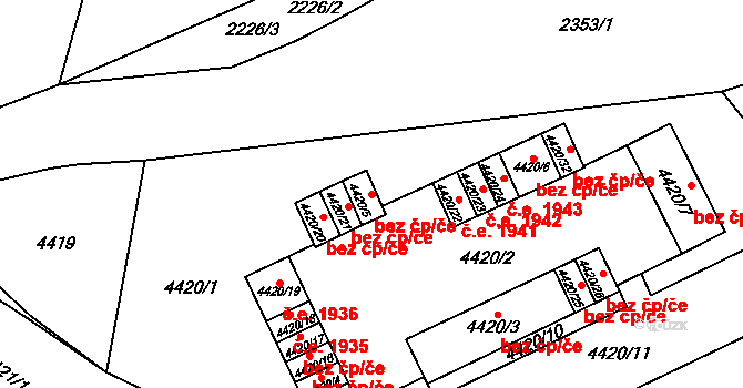 Chomutov 1940 na parcele st. 4420/5 v KÚ Chomutov I, Katastrální mapa