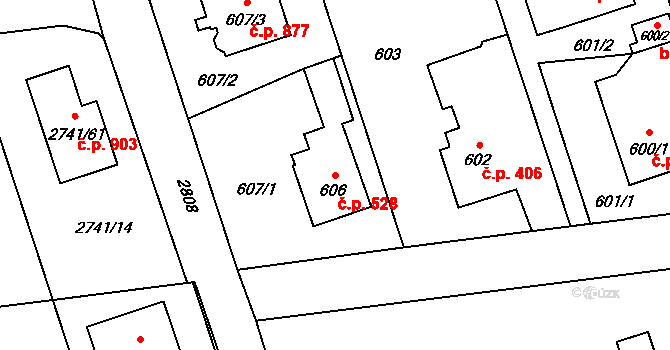 Bolatice 528 na parcele st. 606 v KÚ Bolatice, Katastrální mapa