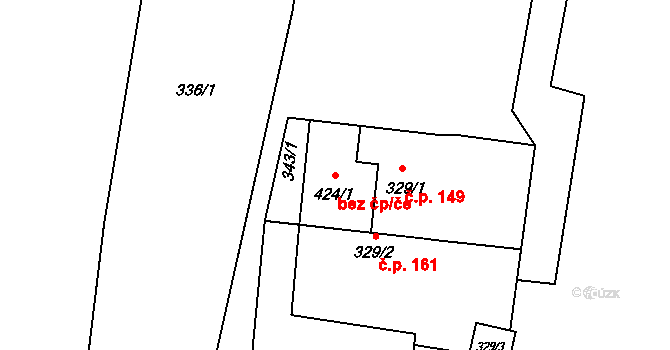 Třinec 46465464 na parcele st. 424/1 v KÚ Oldřichovice u Třince, Katastrální mapa