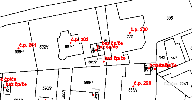 Plzeň 46523464 na parcele st. 602/2 v KÚ Újezd, Katastrální mapa