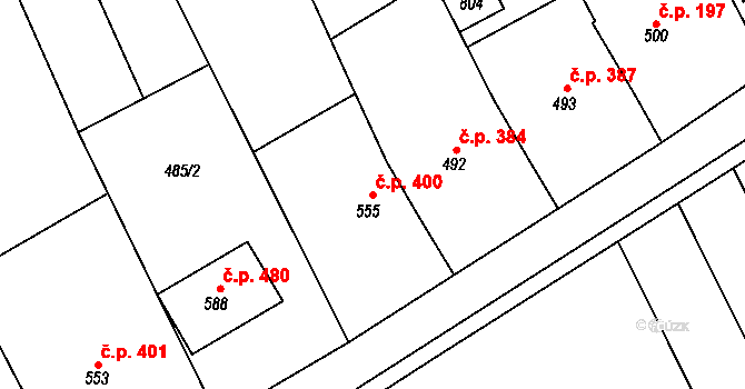 Březolupy 400 na parcele st. 555 v KÚ Březolupy, Katastrální mapa
