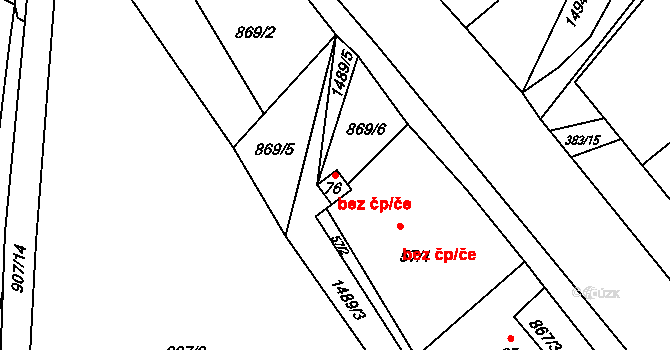 Stříbro 48108464 na parcele st. 76 v KÚ Těchlovice u Stříbra, Katastrální mapa