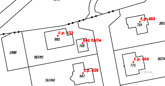 Opatovice nad Labem 49167464 na parcele st. 708 v KÚ Opatovice nad Labem, Katastrální mapa