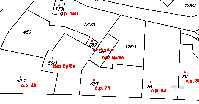 Choťánky 207 na parcele st. 70/2 v KÚ Choťánky, Katastrální mapa