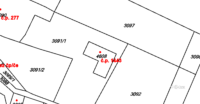Třešť 1443 na parcele st. 4608 v KÚ Třešť, Katastrální mapa