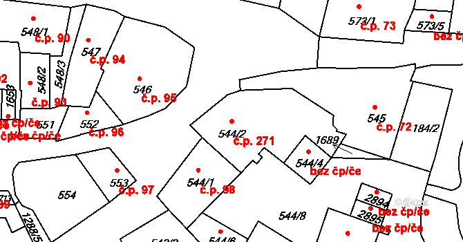 Plešivec 271, Český Krumlov na parcele st. 544/2 v KÚ Český Krumlov, Katastrální mapa