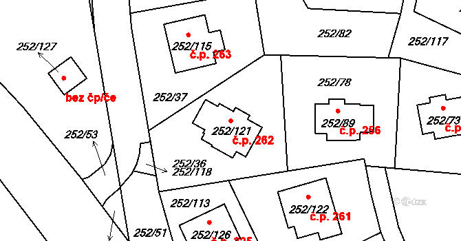 Chlum 262, Křemže na parcele st. 252/121 v KÚ Chlum u Křemže, Katastrální mapa