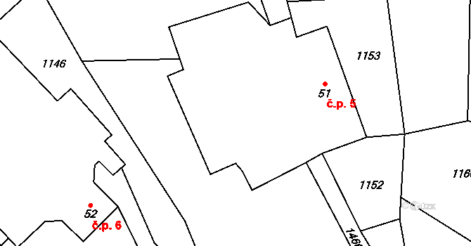 Jedlina 5, Chýstovice na parcele st. 51 v KÚ Chýstovice, Katastrální mapa