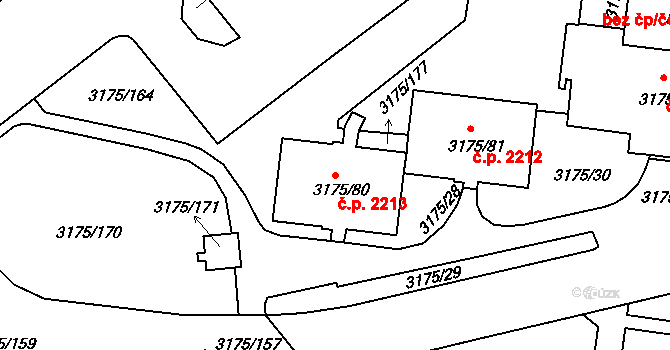 Louny 2213 na parcele st. 3175/80 v KÚ Louny, Katastrální mapa