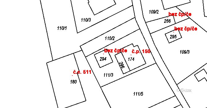 Malá Skála 96333464 na parcele st. 294 v KÚ Vranové II, Katastrální mapa