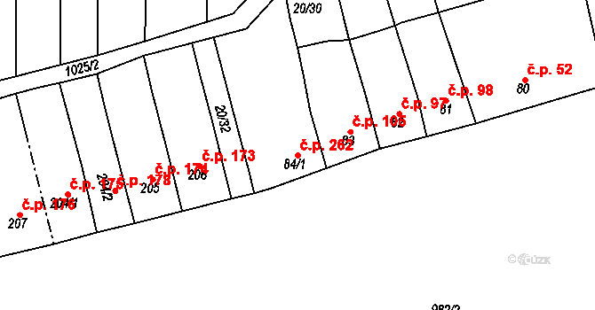 Nezamyslice 262 na parcele st. 84/1 v KÚ Nezamyslice nad Hanou, Katastrální mapa