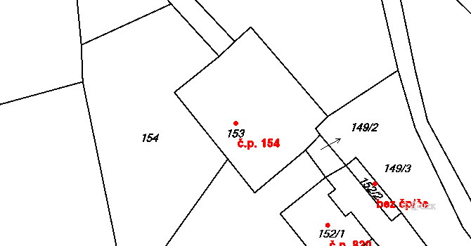Desná III 154, Desná na parcele st. 153 v KÚ Desná III, Katastrální mapa