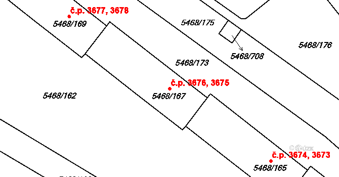 Jihlava 3675,3676 na parcele st. 5468/167 v KÚ Jihlava, Katastrální mapa