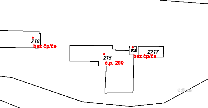 Uhřice 200 na parcele st. 215 v KÚ Uhřice u Kyjova, Katastrální mapa