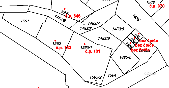 Rýmařov 131 na parcele st. 1563/1 v KÚ Rýmařov, Katastrální mapa