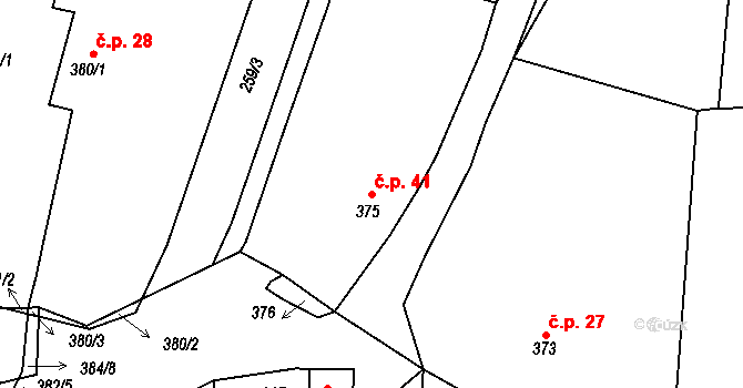 Kvaň 41, Zaječov na parcele st. 375 v KÚ Kvaň, Katastrální mapa