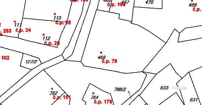 Batelov 79 na parcele st. 468 v KÚ Batelov, Katastrální mapa