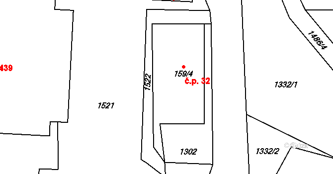 Skalice 32, Frýdek-Místek na parcele st. 159/4 v KÚ Skalice u Frýdku-Místku, Katastrální mapa