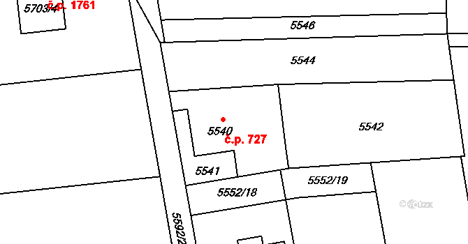 Šenov 727 na parcele st. 5540 v KÚ Šenov u Ostravy, Katastrální mapa