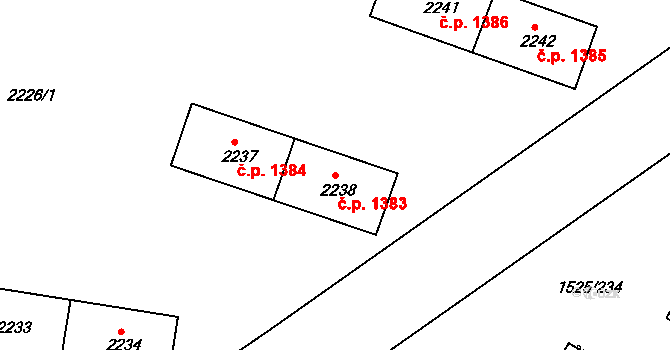 Sokolov 1383 na parcele st. 2238 v KÚ Sokolov, Katastrální mapa