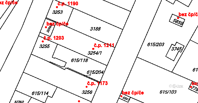 Kolín V 1211, Kolín na parcele st. 3254/1 v KÚ Kolín, Katastrální mapa