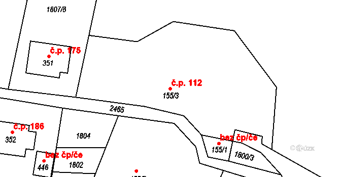 Leskovec 112 na parcele st. 155/3 v KÚ Leskovec, Katastrální mapa