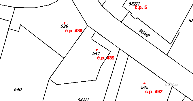Suchdol nad Lužnicí 489 na parcele st. 541 v KÚ Suchdol nad Lužnicí, Katastrální mapa