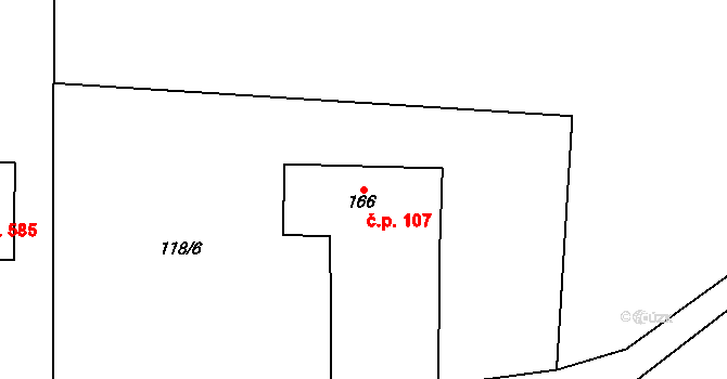 Podhůří 107, Vrchlabí na parcele st. 166 v KÚ Podhůří-Harta, Katastrální mapa