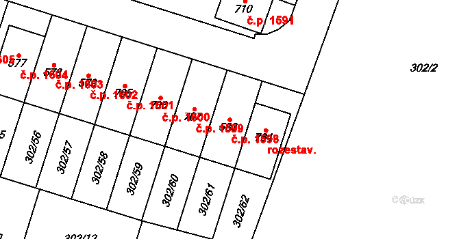 Nový Hradec Králové 1598, Hradec Králové na parcele st. 583 v KÚ Kluky, Katastrální mapa