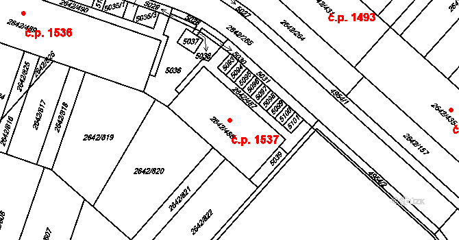 Kuřim 1537 na parcele st. 2642/486 v KÚ Kuřim, Katastrální mapa