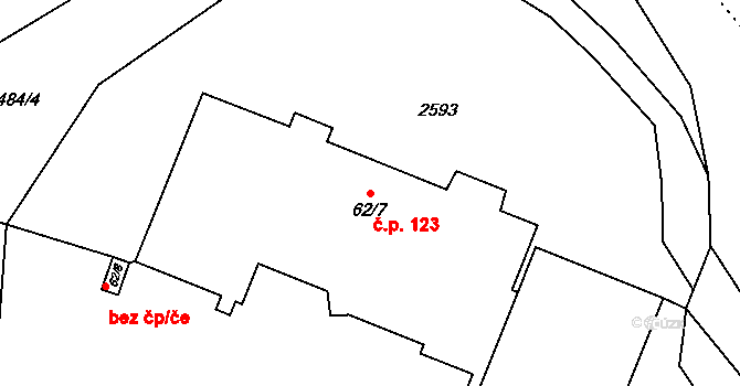 Kožichovice 123 na parcele st. 62/7 v KÚ Kožichovice, Katastrální mapa