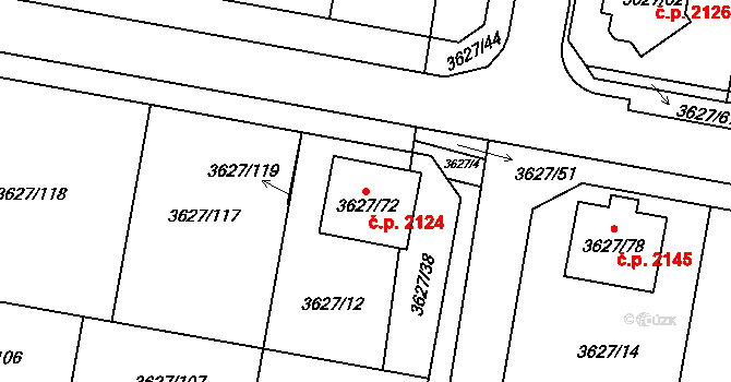 Velké Meziříčí 2124 na parcele st. 3627/72 v KÚ Velké Meziříčí, Katastrální mapa