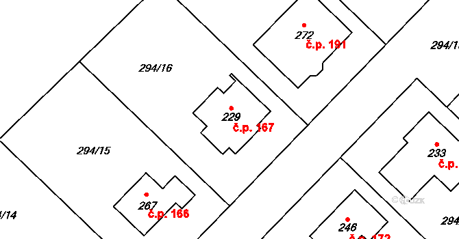 Poděbaby 167, Havlíčkův Brod na parcele st. 229 v KÚ Poděbaby, Katastrální mapa