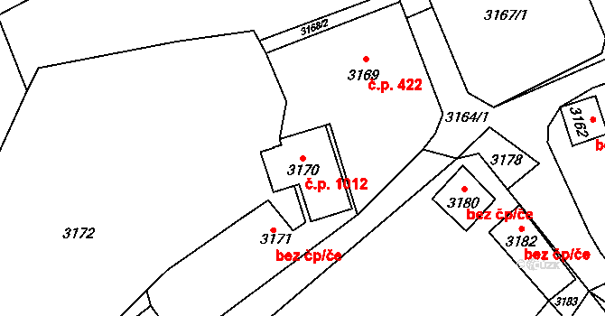 Návsí 1012 na parcele st. 3170 v KÚ Návsí, Katastrální mapa