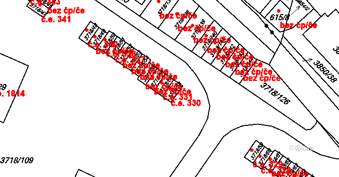Předměstí 330, Litoměřice na parcele st. 3718/58 v KÚ Litoměřice, Katastrální mapa