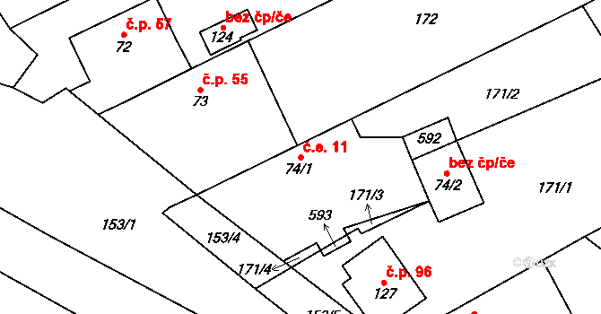 Skomelno 123 na parcele st. 74/1 v KÚ Skomelno, Katastrální mapa