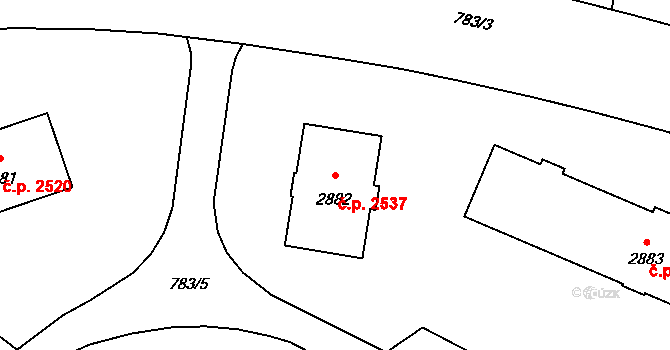Zábřeh 2537, Ostrava na parcele st. 2882 v KÚ Zábřeh nad Odrou, Katastrální mapa