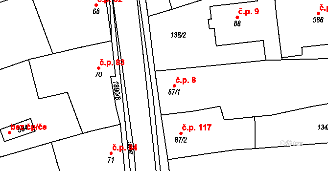 Doubravník 8 na parcele st. 87/1 v KÚ Doubravník, Katastrální mapa