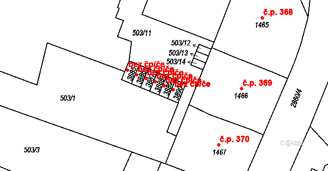 Chrudim 38032465 na parcele st. 3889 v KÚ Chrudim, Katastrální mapa