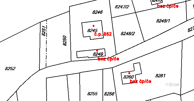 Vsetín 39560465 na parcele st. 8249 v KÚ Vsetín, Katastrální mapa