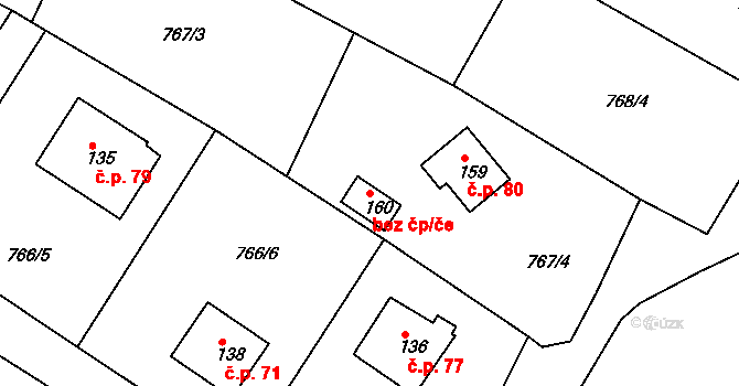 Plískov 40363465 na parcele st. 160 v KÚ Plískov, Katastrální mapa