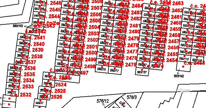 Bludovice 2494, Havířov na parcele st. 580/74 v KÚ Bludovice, Katastrální mapa