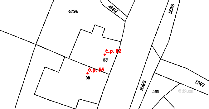 Krsice 52, Čimelice na parcele st. 55 v KÚ Krsice, Katastrální mapa
